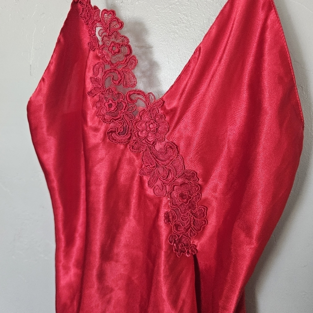 Collection by Intime of California Vintage Small Red Satin Slip Dress Lingerie - Picture 3 of 7